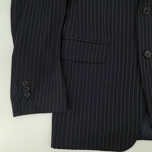 Leonard Logsdail Mens 38L Navy Blue Pinstripe 2 Piece Suit 31x31 Bespoke Style - Picture 4 of 16